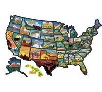 RV State Travel USA Map Vinyl Sticker - Camper Trailer Decals for Window with State Flag - Road Trip Map of America - Waterproof, UV Protection for Window, Door or Wall (Popular)
