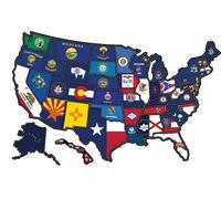 RV State Travel USA Map Vinyl Sticker - Camper Trailer Decals for Window with State Flag - Road Trip Map of America - Waterproof, UV Protection for Window, Door or Wall (Flags)