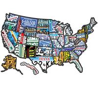 RV State Travel USA Map Vinyl Sticker - Camper Trailer Decals for Window with State Flag - Road Trip Map of America - Waterproof, UV Protection for Window, Door or Wall (License Plate)
