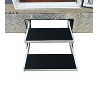 RV Step Cover 2 Packs RV Stair Covers fit 8-11" Deep Stairs RV Step Rug Carpets for Mobile Home, Camper (Black, 17.5 x 7.8 inch)