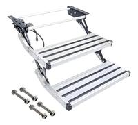RV Step Single Ladder Step, Telescopic Folding RV Entry Stair Replacement,200kg Load Capacity, for RV Camper Van Motorhome Travel Trailer Electric-Double-layer