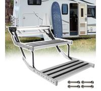 RV Step Stool, Single Double Layer RV Step, Camper Entry Steps, Telescopic Folding RV Entry Stair, 12V Lighting Voltage LED Light, for RV Campervan Motorhome RV Travel 2-Step-Electricwithlight