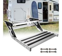 RV Step Stool, Single Double Layer RV Step, Camper Entry Steps, Telescopic Folding RV Entry Stair, 12V Lighting Voltage LED Light, for RV Campervan Motorhome RV Travel 1-Step-Manualwithoutlight