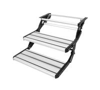 RV Steps 2-Step Manual Retractable RV Stairs 440 LBS Load Capacity Foldable Aluminum Alloy Steps Thickened Steel Plate Non-Slip Steps for Securi