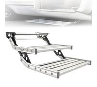 RV Steps，Camper Entry Steps - Aluminum Alloy Anodized，Anti-Slip，200kg/440lbs Load，Manual/Electric Optional，Built-in LED Light，Foldable，for RV Caravan Truck(Double layer,Manual)