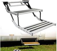 RV Steps - Retractable Aluminum Manual/Electric Stairs, 1/2-Step Design, 440 lbs Load Capacity, Foldable for RVs, Campers, Trailers