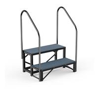 RV Steps Spa Steps with Handrail - 2 Step Hot Tub Steps Trailer Steps Mobile Home Stairs for 5th Wheel RV, Trailer, Hot Tub, Pool, Porch with Non-Slip Mats