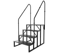 RV Steps with Handrails, RV Stairs 660 lbs Load Capacity, Step Ladder with Anti-Slip Panel, Mobile Home Stairs for Travel Trailers (4 Step with 2 Handrails)