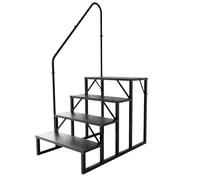 RV Steps with Handrails, RV Stairs 660 lbs Load Capacity, Step Ladder with Anti-Slip Panel, Mobile Home Stairs for Travel Trailers (4 Step)