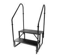 RV Steps with Handrails, RV Stairs 660 lbs Load Capacity, Step Ladder with Anti-Slip Panel, Mobile Home Stairs for Travel Trailers (2 Step with 2 Handrails)