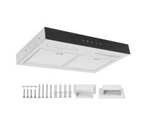 RV Stove Range Hood, Stainless Steel Dual Exhaust Fan Touch Control 3 Adjustable Gear LED Light Range Hood for Wagon Yacht Ship DC12V with Marine LED Light Range Hood