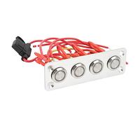 RV Switch Panel ,Stainless Steel Aluminum 4 Gang Marine Boat Switch Panel ON and OFF Blue LED Light with 40 Stickers for Car