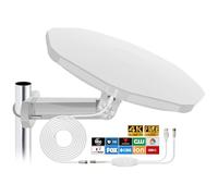 RV TV Antenna for Smart Tv Outdoor Long Range, 360° Omni-Directional Reception Digital HD TV Antenna Outdoor with Super Signal Booster, Suitable for Camper, RV, Truck, Boat (Off-White)