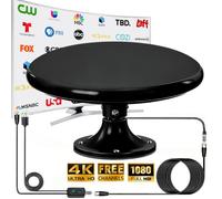 RV TV Antennas for Camper, RV Antenna Roof Mounted, 720° Long Range Omni Directional Reception Digital HD Antenna Signal, with Super Signal Booster, 35ft HDTV Cable (Black -M)