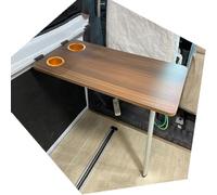 RV Wall Mounted Folding Table, Solid Wood Drop Leaf Dining Desk with Cup Holders, Space Saving Portable Camping Chair Side Table for Kitchen Balcony Laundry, Yellow Oak 31x15.5 Inch