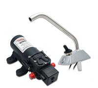 RV Water Pump, Maso 12V High Pressure Micro Self-Priming Diaphragm Galley Electric Pump & 360° Spin FAUCET/TAP for Boat/Caravan Motorhome