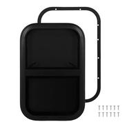 RV Window Black Vertical Sliding Round Tiny House Vertical Slider Window with Net for Camping Trailer Aluminum Alloy Frame Tempered Glass 730 x 430mm (For Wall Thickness: 43 to 48mm)