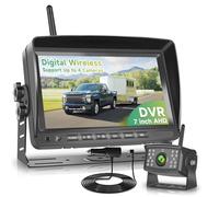 RV Wireless Reversing Camera, Hodozzy Backup Camera with 7" HD Monitor+AHD Camera, Support Up to 4 Cameras DVR Image Flip,Wireless Reverse Camera 12V-36V for Truck/Trailer/RV/Camper/Excavator/Caravan