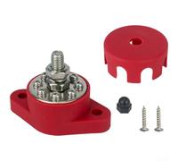 RV Yacht Terminal Block Featuring 8 Way Power Distribution Bus Bar Brass Conductors and Reinforced Nylon Body with M6 M8 M10 Threads (M10 Red)