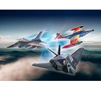 Revell Gift Set 05670 US Air Force 75th Anniversary - F-117 Nighthawk, F-89, F-16 Falcon 1:72 Scale Unbuilt Plastic Model Kits with Contacta Professional Glue, Paintbrush & Selected Aqua Color Paints