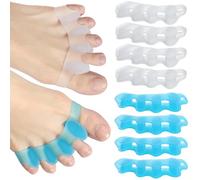 Rvaciio Toe Separator, 8Pcs Gel Toe Spacers for Overlapping Toes, Soft Silicone Bunion Corrector, Toe Straighteners for Bent Toes, Hammer Toes
