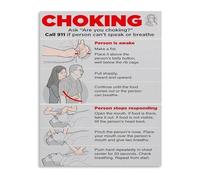 RVBLRDSE First Aid Guide Poster for Choking Victims Emergency Response Steps Canvas Wall-Art Print for Cafe Workplace School(Framed,12x18inch(30x45cm))