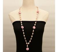 RVBLRDSE Freshwater Purple Cultured Baroque Pearl Chain Rose Quartz Necklace Pendant