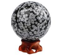 RVBLRDSE Snowflake Obsidian Crystal Ball Sphere,Polished Quartz with Stand,Home Office Decor, Fengshui Display, Stone, and Gift Gemstone Stone