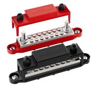 RVBOATPAT 275A Marine Bus Bar 12V Power Distribution Block 2 x 5/16" Terminal Studs and 14 x #8 Screws Positive and Ground Battery BusBar for Automotive Car Boat