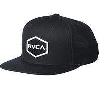 RVCA Men's Adjustable Straight Brim Snapback Hat/Black/White, One Size