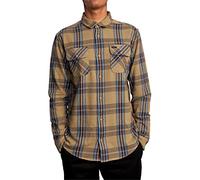 RVCA Men's Button Down Shirt, L/S Flannel/Wood, Large