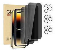 Rvciby 3 Pack Privacy Screen Protector for iPhone 14 Pro Max with 3 Pack Camera Lens Protector with Installation Frame,Anti Spy Tempered Glass Film 9H Hardness，Scratch Resistant，Bubble Free [6.7 inch]