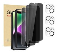 Rvciby 3 Pack Privacy Screen Protector for iPhone 14 with 3 Pack Camera Lens Protector with Installation Frame,Anti Spy Tempered Glass Film 9H Hardness，Scratch Resistant，Bubble Free [6.1 inch]