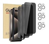 Rvciby 3 Pack Privacy Screen Protector for iPhone 15 Pro Max with 3 Pack Camera Lens Protector with Installation Frame,Anti Spy Tempered Glass Film 9H Hardness，Scratch Resistant，Bubble Free [6.7 inch]