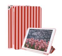 Rvciby Case for iPad 9/8/7 Gen 2021/2020/2019 & Air 3/Pro 10.5 2017,10.2/10.5 Inch Case Slim Lightweight Soft Trifold Back Cover with Pencil Holder & Auto Sleep/Wake Cover,Red Stripes