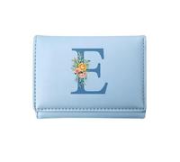 Rvelidode Girls Wallet,Tri-folded Initial Girls Wallets for Kids 8-10 Cute 7 Card Slots Holder with Heart ID Window, Gifts for Teens Women Trendy Accessories,Perfect for Valentine's Day, Blue, E, E