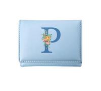 Rvelidode Girls Wallet,Tri-folded Initial Girls Wallets for Kids 8-10 Cute 7 Card Slots Holder with Heart ID Window, Gifts for Teens Women Trendy Accessories,Perfect for Valentine's Day, Blue, P, P