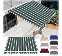 RVFabric Replacement12x9ft Waterproof Outdoor Canopy Retractable Sune for Patio Polyester Shelter in Dark Green & White.