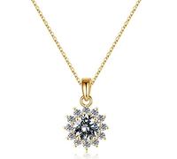 RVHAOODI 1-1.2ct Halo Necklace for Women, Brilliant D Color VVS1 Clarity Cut Lab Created Diamond White Yellow Rose Vermeil Pendant Women Mom Wife