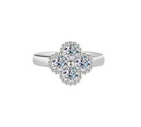 RVHAOODI 1.2CT Four Leaves Cr Design Moissanite Engagement Rings for Women D Color S925 Lab Created Diamond Rings Perfect for Daily Wear Parties Wedding