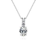 RVHAOODI 1.5ct Round and Oval Moissanite Necklace for Women, D Color Clarity Lab Created Diamond Necklace 18K White Yellow Rose Vermeil Moissanite for Women Jewelry Gifts