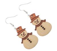 RVHAOODI 1 Paire Boucles d'eilles bonhomme de neige de Noël boucles d'eilles de noel Décations de fêtes en bois Boucles d'eilles en de Noël Beige