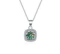 RVHAOODI 1 to 2 D Color Micro-Inlaid Edge Moissanite Pendant for Women Square Necklace for Women - Valentine's Day Birthday