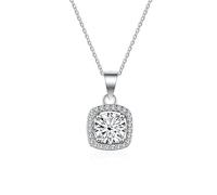 RVHAOODI 1 to 2 D Color Micro-Inlaid Edge Moissanite Pendant for Women Square Necklace for Women - Valentine's Day Birthday
