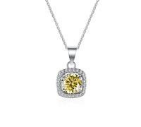 RVHAOODI 1 to 2 D Color Micro-Inlaid Edge Moissanite Pendant for Women Square Necklace for Women - Valentine's Day Birthday