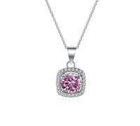 RVHAOODI 1 to 2 D Color Micro-Inlaid Edge Moissanite Pendant for Women Square Necklace for Women - Valentine's Day Birthday