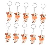 RVHAOODI 10 Pièces Pte-clés petite vache décation figure de vache faire la fête mini-pte-clés Charme beau pendentifs clés de dessin animé pte-clés vache alliage