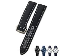 RVHAOODI 19mm 20mm Woven Nylon Watch Strap Black Blue Deployment Buckle Leather Watch Bands For Omega AT150 AQUA TERRA