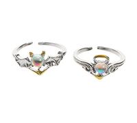 RVHAOODI 1set Moonstone Rings Women Vintage Engagement Jewelry Exquisite Design Festivals Parties and Special Occasions Unique Present Choice for Loved Ones 2pcs jewellery