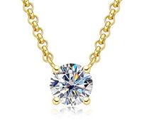 RVHAOODI 2.0-3.0 CT D Color Moissanite For Women D Color Round Cut Four-Claw Sterling Necklace With Certificate